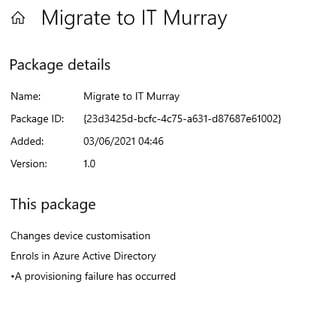 A provisioning failure has occurred