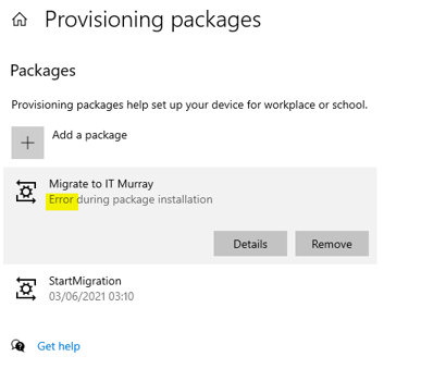 Error during package installation