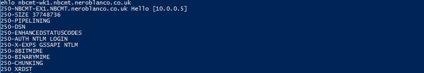 Exchange SMTP EHLO