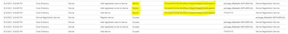Microsoft.Online.Workflows.ObjectAlreadyExistsException
