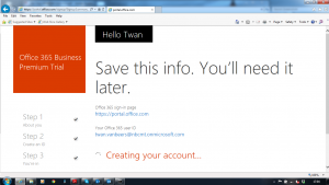 Office 365 Creating Your Account