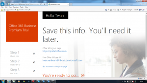 Office 365 Account Created