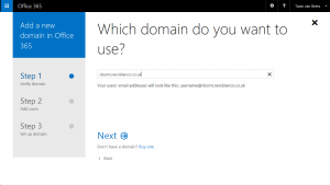 Office 365 Type Domain Name