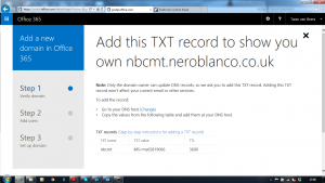Office 365 Add Domain TXT