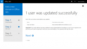 Office 365 Update Users Success