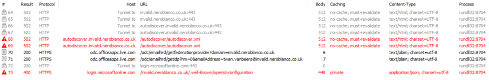Fiddler Trace for an Invalid Email Address
