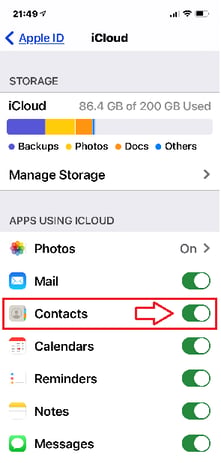 iCloud sync Contacts