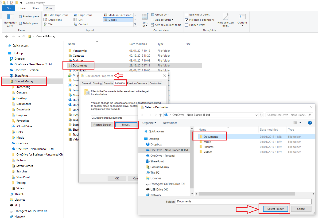 Redirect your standard folders to OneDrive for Business