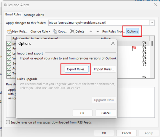 Outlook Rules not running automatically